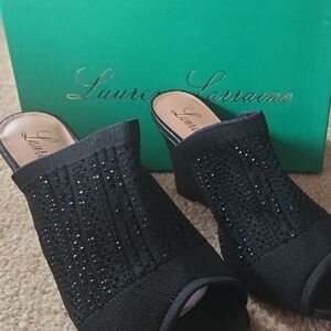 Lauren Lorraine Black Sparkle Heels
